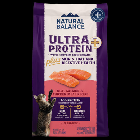 Natural Balance Ultra Protein+ Skin, Coat, & Digestive Health Dry Cat Food - Salmon & Chicken - 2.5lb Bag